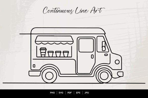 Coffee Food Truck Continuous Line Art Review