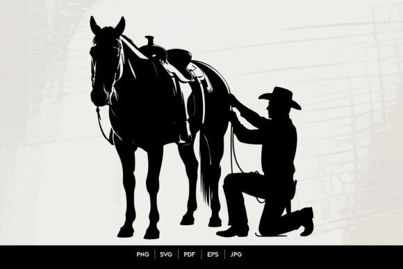 Cowboy Saddling Horse Silhouette Review