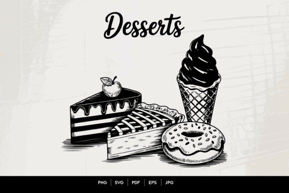 Desserts Vintage Bakery Illustration Review