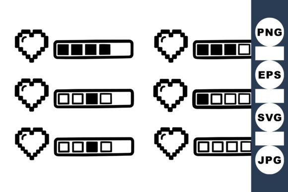 Pixel Heart Loading Icon Set