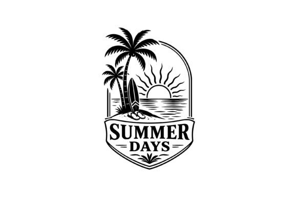Summer Days Palm Surfboard Sunset Badge Review
